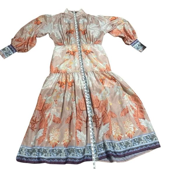 I TOO Italy Elegant Floral Long Sleeve Button Down Dress Size Small - Picture 13 of 16